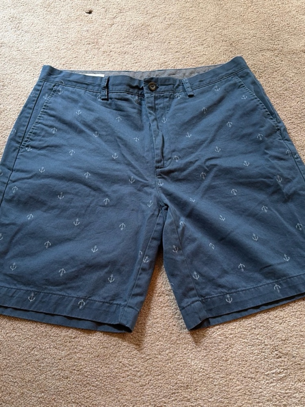Amazon Essentials Navy Anchor-Embroidered Flat Front Shorts